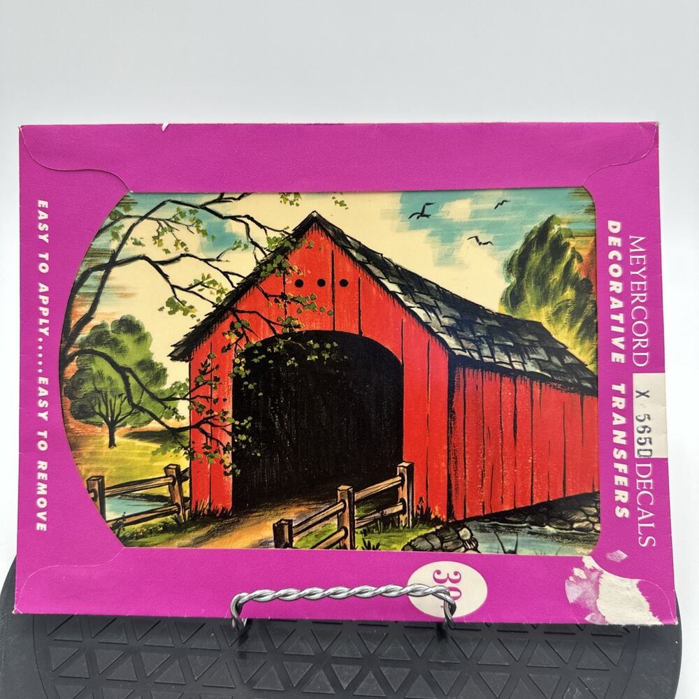 Vintage Meyercord Red Barn Bridge Decal